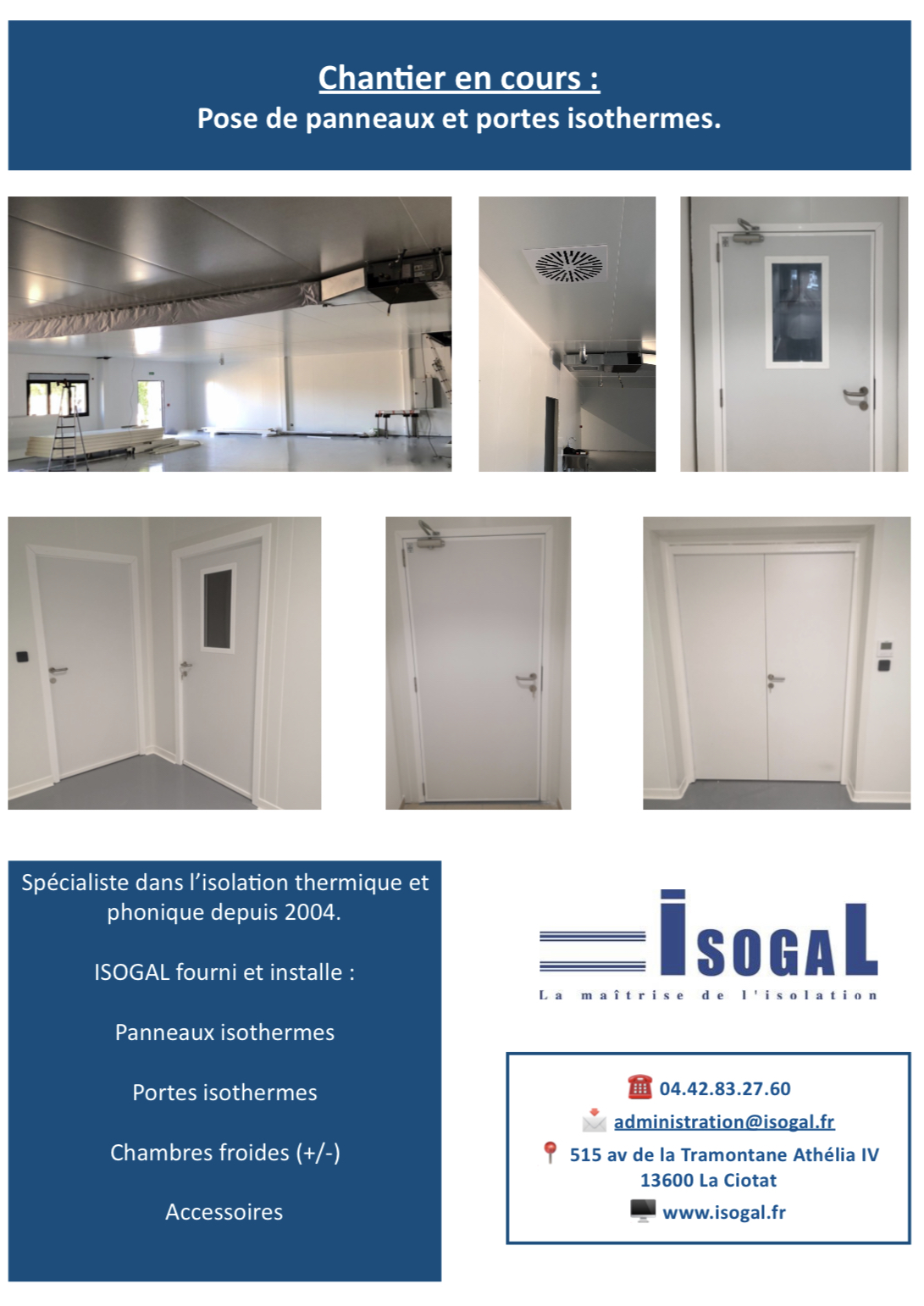 salle blanche isolation porte isotherme